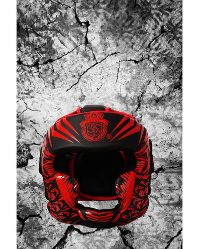 Head Guard MMA Helmet Protector Kick Boxing Headgear Martial Art Sparring Boxing Red Devil - Zoni Sports