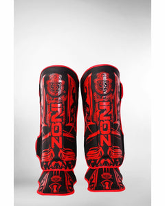 Shin Guards Legs Instep Boxing MMA Protector Foot Pads Muay Thai Kickboxing Red Devil - Zoni Sports