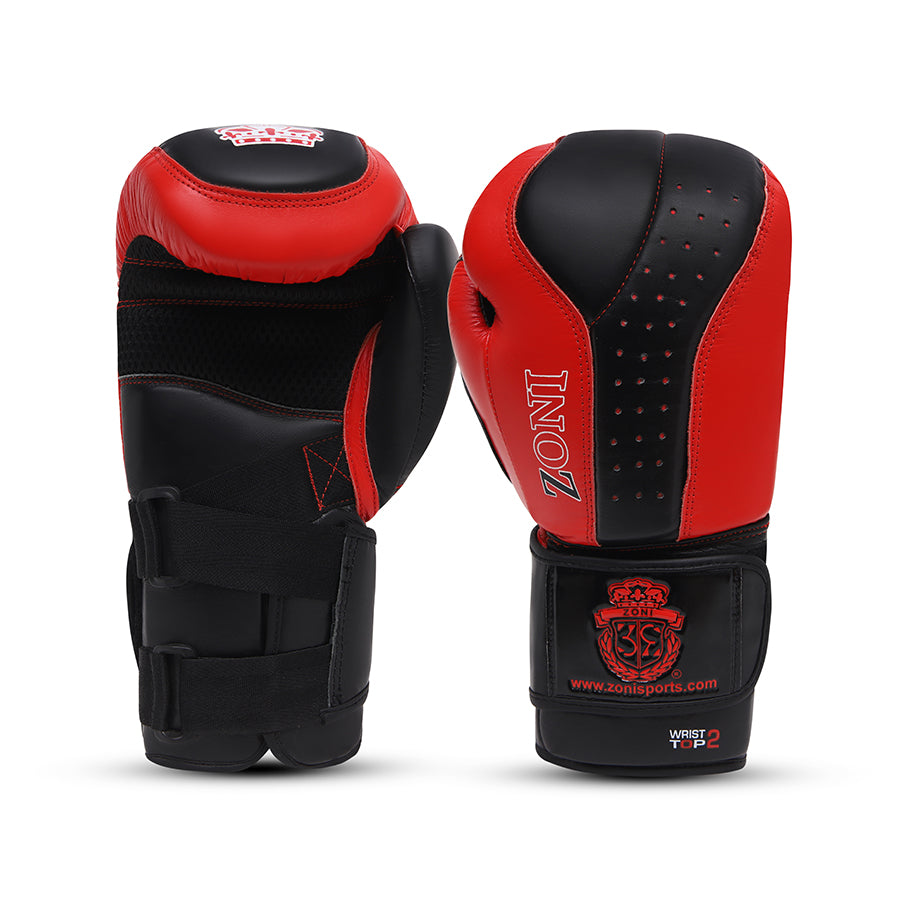 ZONI Pro Leather Boxing Gloves,MMA,Sparring Punch Bag,Muay Thai Training Gloves