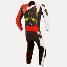 Load image into Gallery viewer, LEATHER 1 PIECE RACE SUIT - BLACK / WHITE / RED - Zoni Sports
