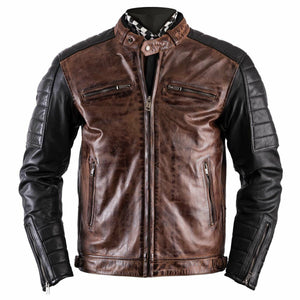 ZONI CRUISER LEATHER JACKET - CAMEL / BLACK - Zoni Sports